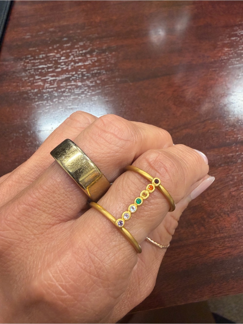 Satya Jewelry Gold Chakra Double Band Ring Adjustable NWT